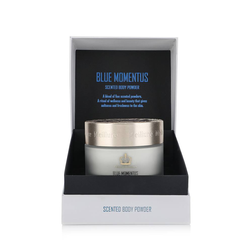 Blue Momentus Body Powder 200g by Meillure Perfumes @ ArabiaScents