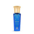 Blue perfume bottle with gold cap labeled 'Sapphire' on a white background with 'Asateer' branding