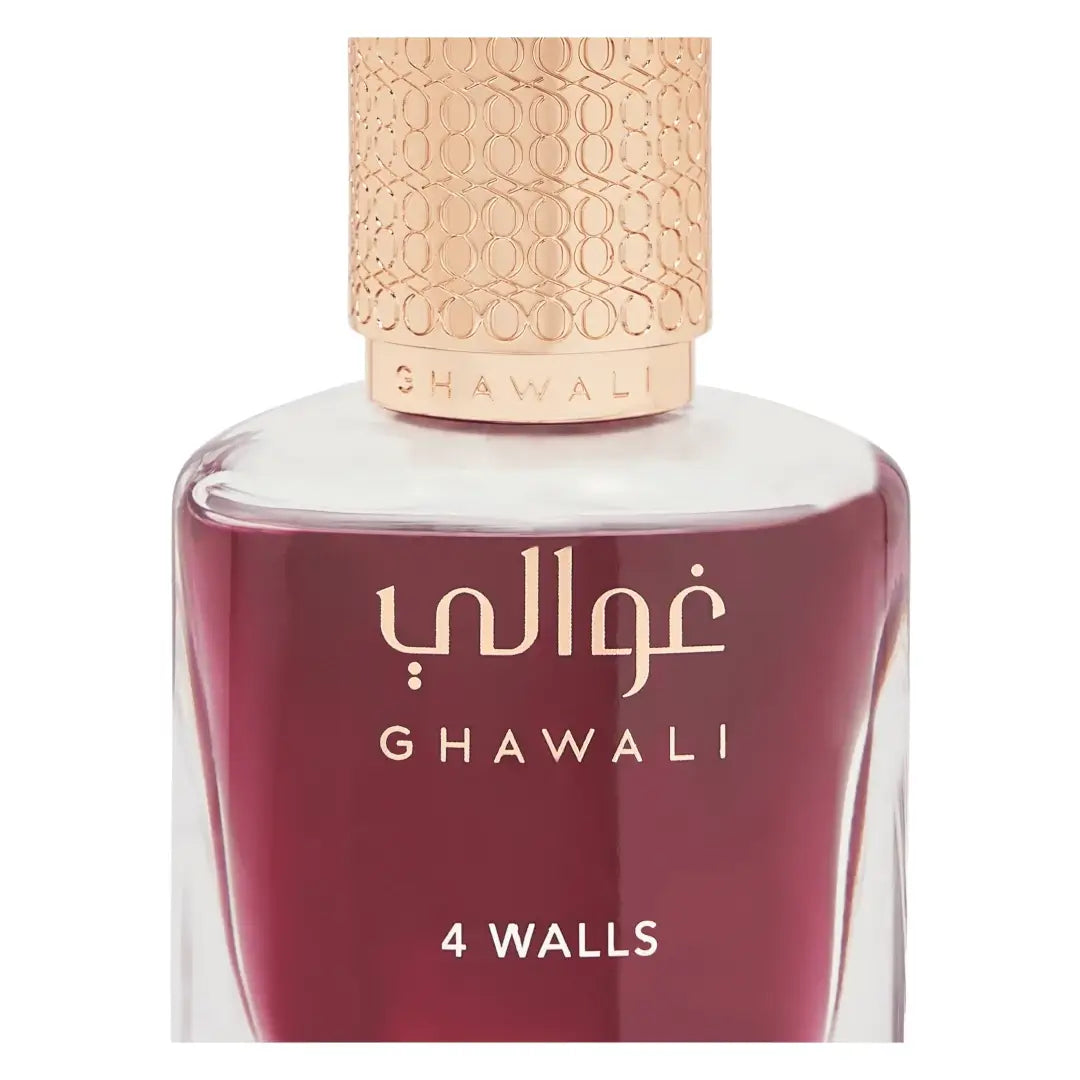 '4 Walls' perfume bottle on a white background with 'Ghawali' branding