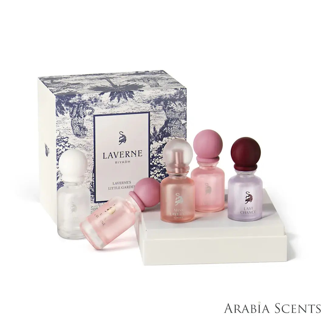 'A Set For Your Handbag' set on a white background with 'Laverne' branding featured by 'Arabiascents'