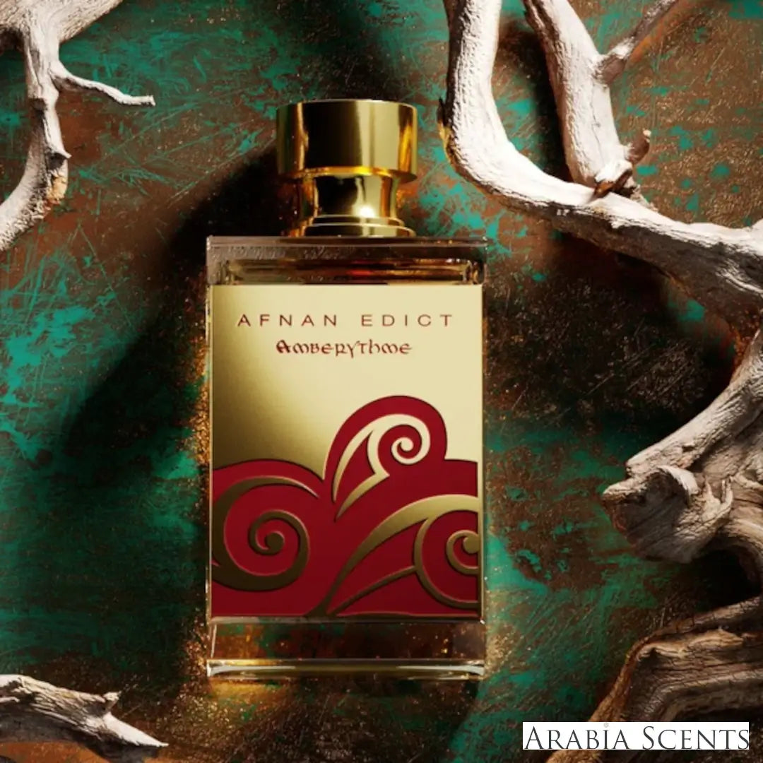 'Amberythme Afnan Edict' perfume bottle  with 'Afnan' branding featured by 'Arabiascents'