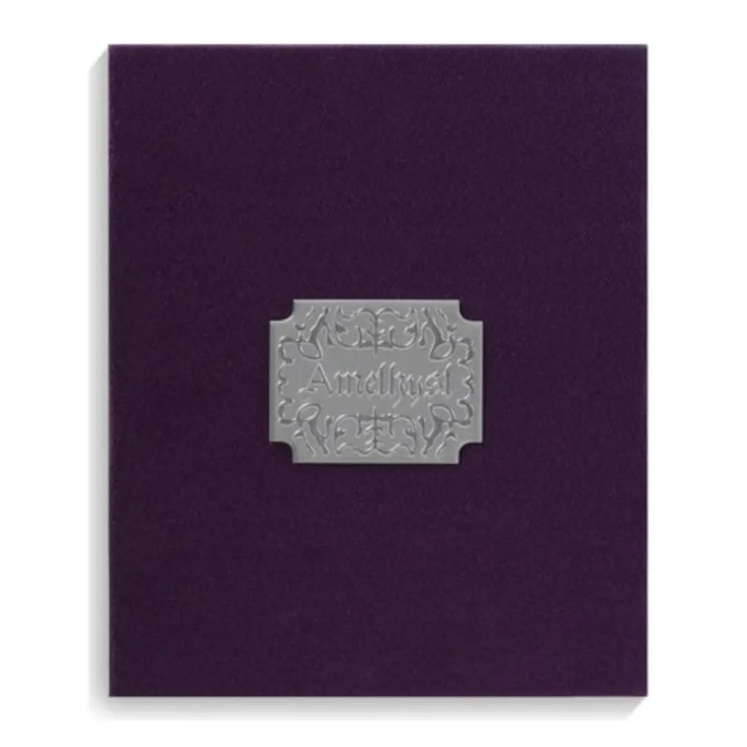 'Amethyst' perfume packaging on a white background with 'Junaid' branding