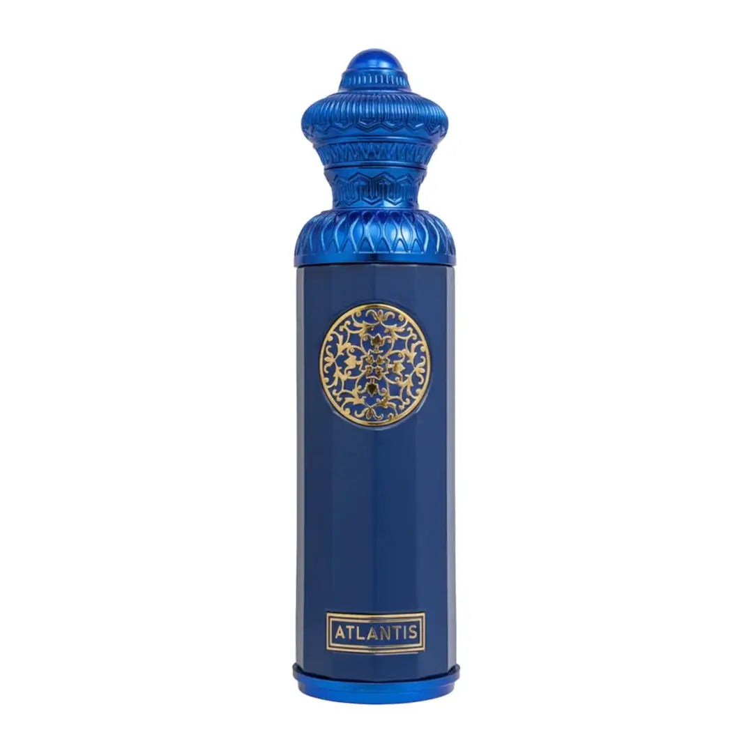 'Atlantis' perfume bottle on a white background with 'Surrati' branding
