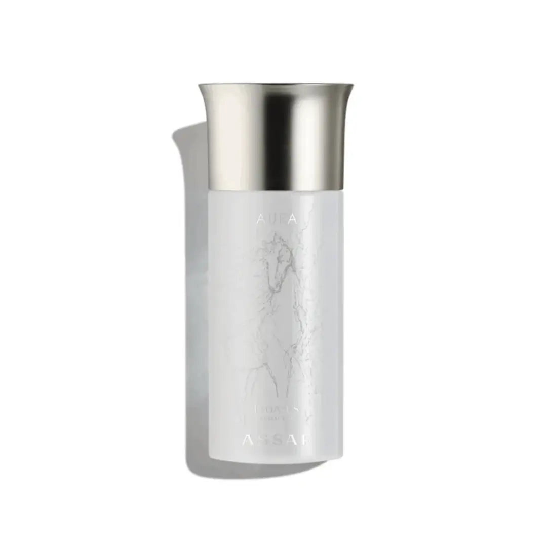 'Aura 35' perfume bottle on a white background with 'Assaf' branding