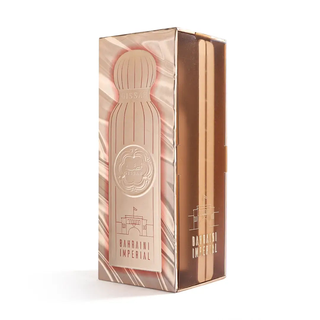 Bahraini Imperial perfume packaging on a white background branded Gissah
