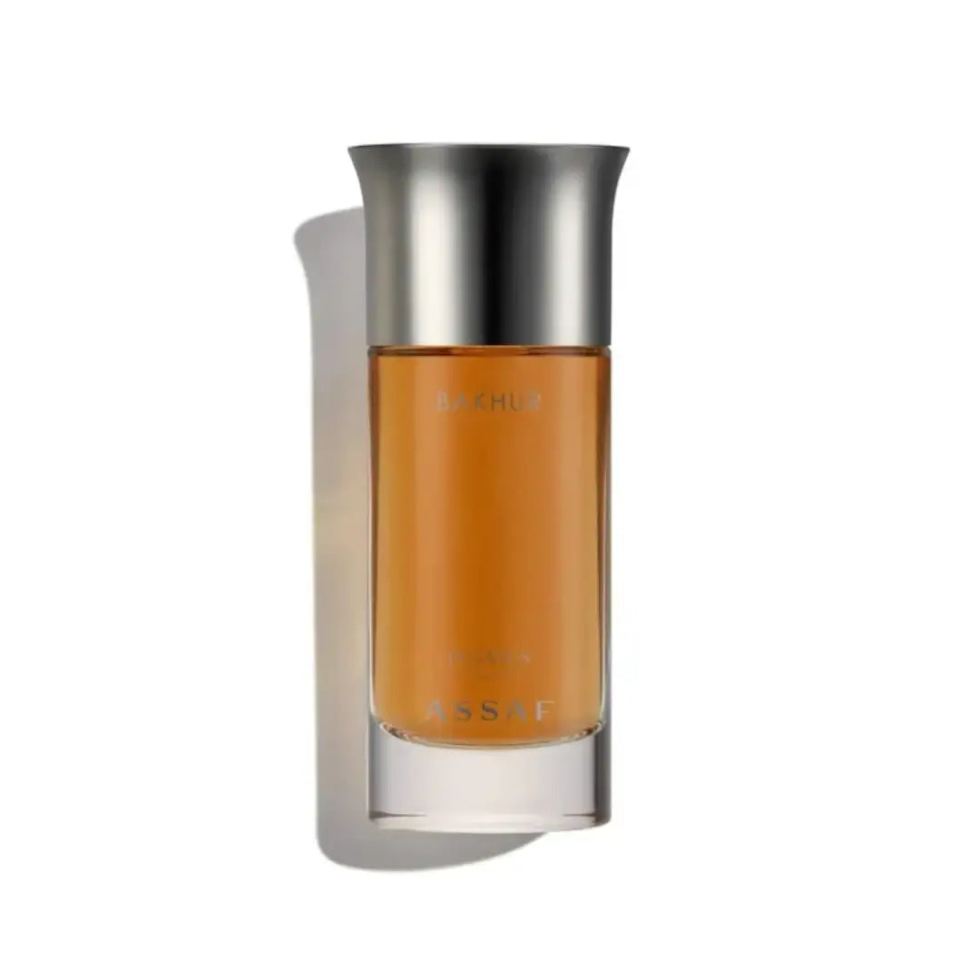 'Bakhur Pegasus' perfume bottle on a white background with 'Assaf' branding