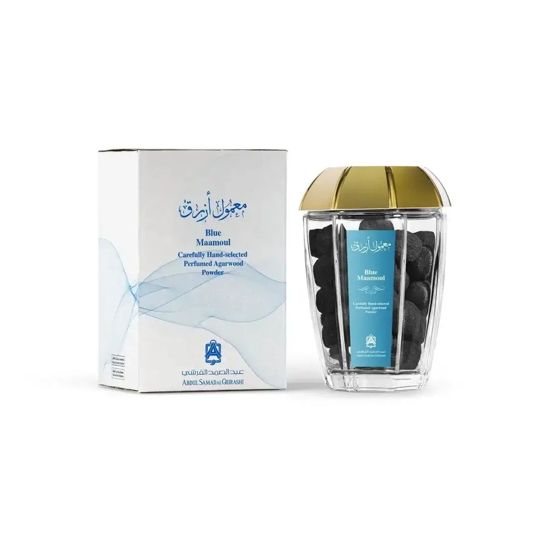 'Blue Maamoul' with packaging in a white background with 'ASQ' branding