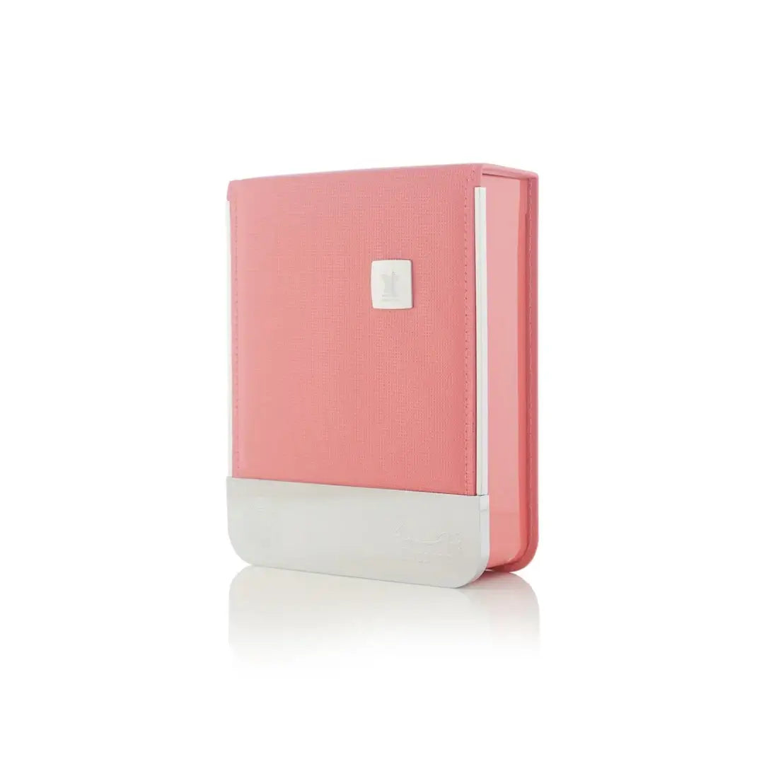Bussma Pink leather box on a white background by Arabian Oud