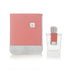 'Bussma Pink' perfume bottle with pink cap and matching pink box on a white background branded Arabian Oud