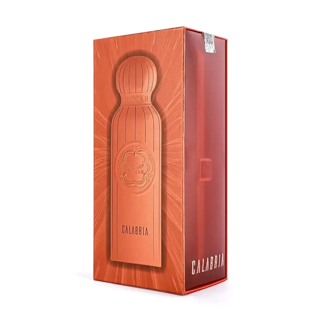 'Calabria' perfume packaging on a white background with 'Gissah' branding