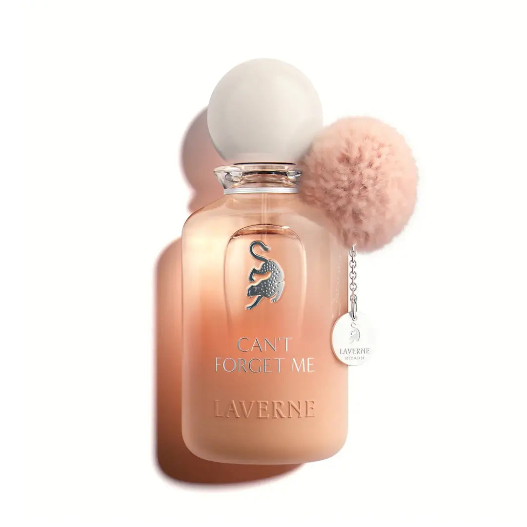 'Can't Forget Me' perfume bottle on a white background with 'Laverne' branding