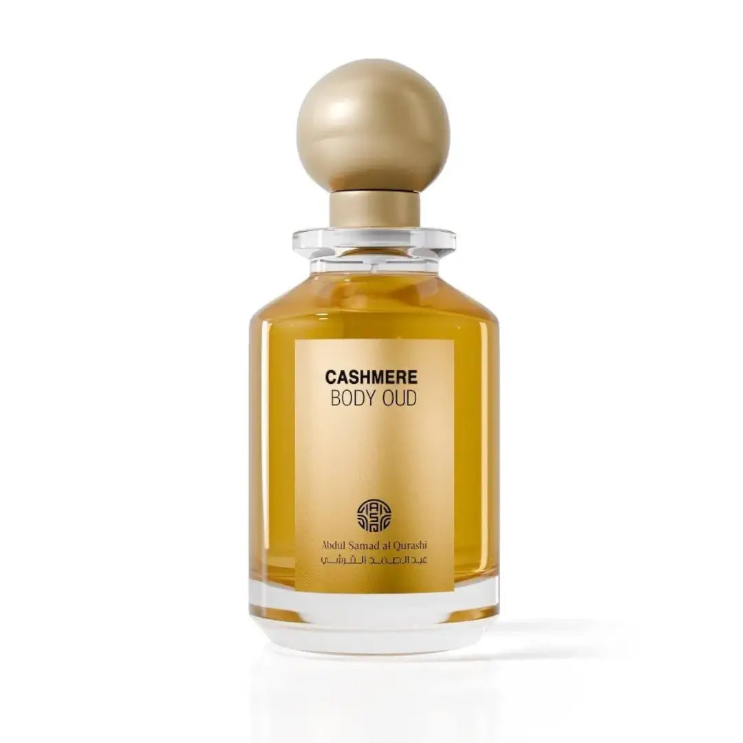 'Cashmere' Body Oud perfume bottle on a white background with 'ASQ' branding