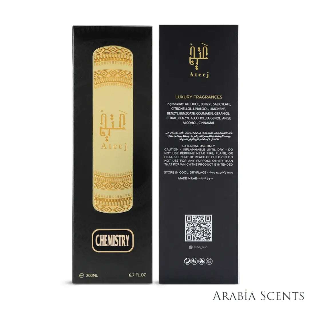 Chemistry Light fragrance branded by Ateej on a white background featured by 'ArabiaScents'