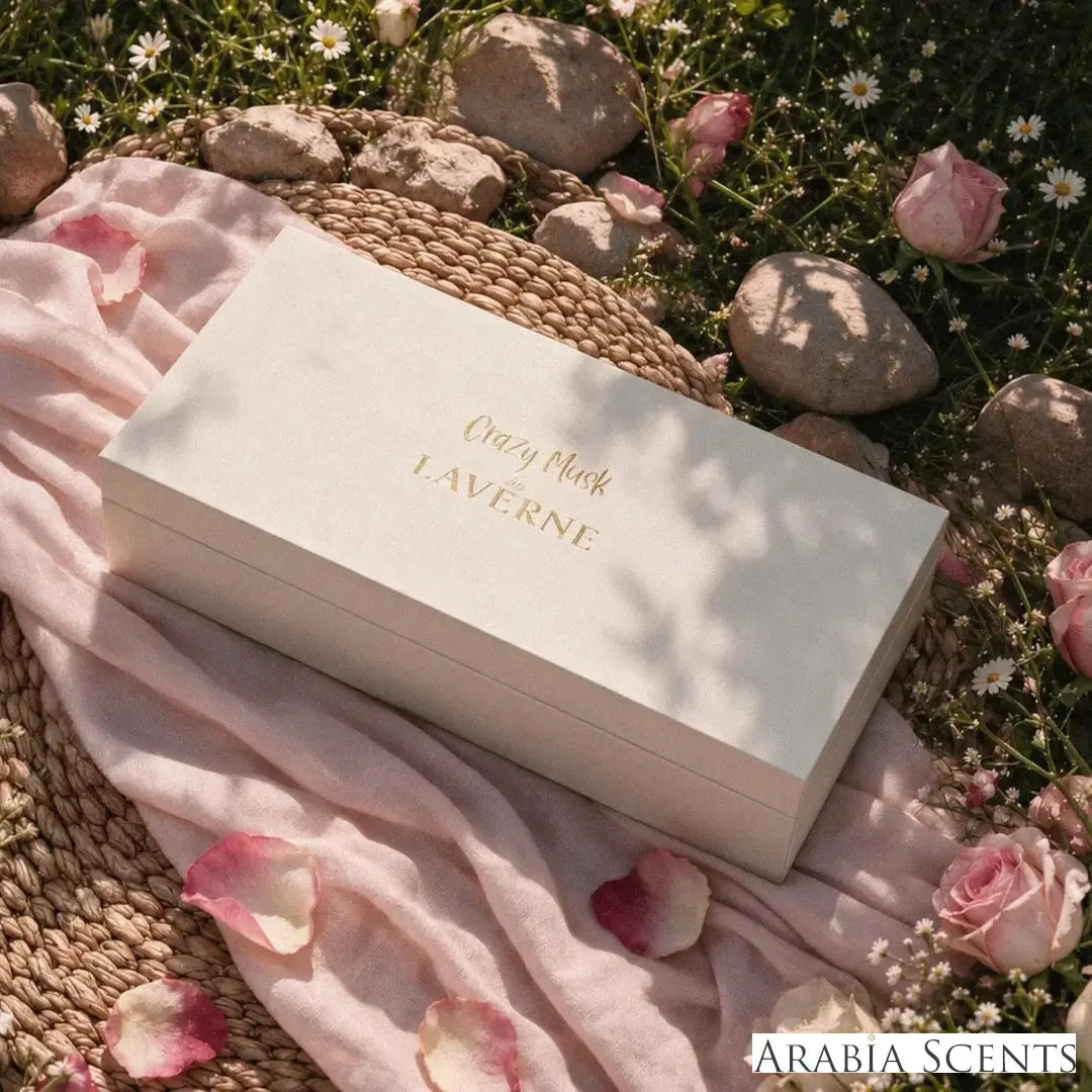 'Crazy Musk Collection' packaging set with 'Laverne' branding featured by 'Arabiascents'