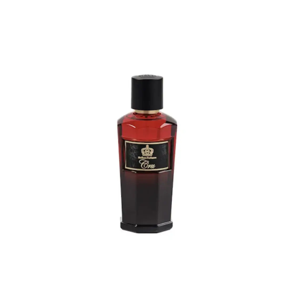'Cru' perfume bottle on a white background with 'Meillure' branding