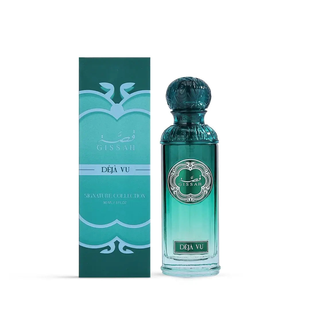 Gissah Deja Vu perfume bottle and packaging on a white background