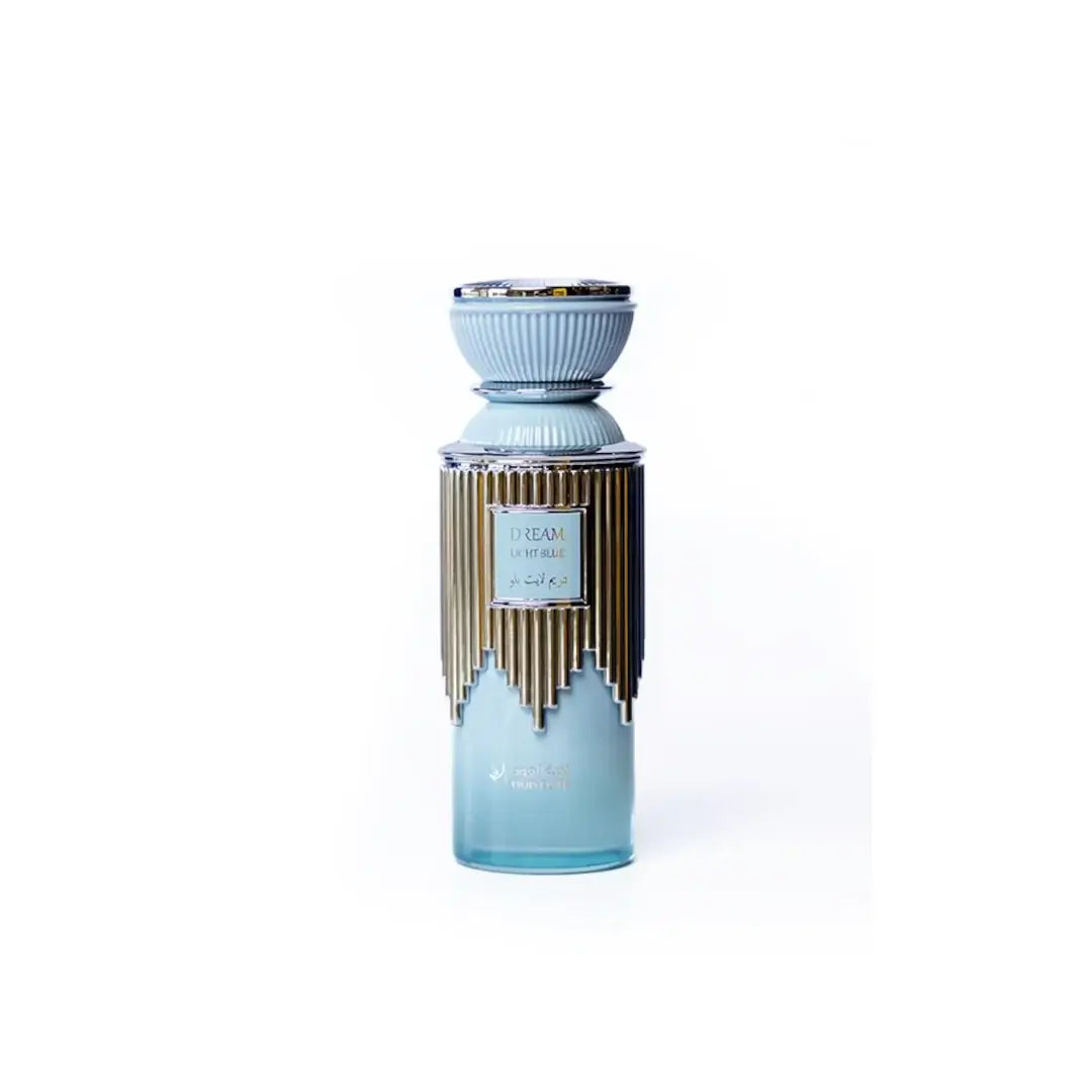 'Dream Light Blue' perfume bottle in a white background with 'Oud Elite' branding