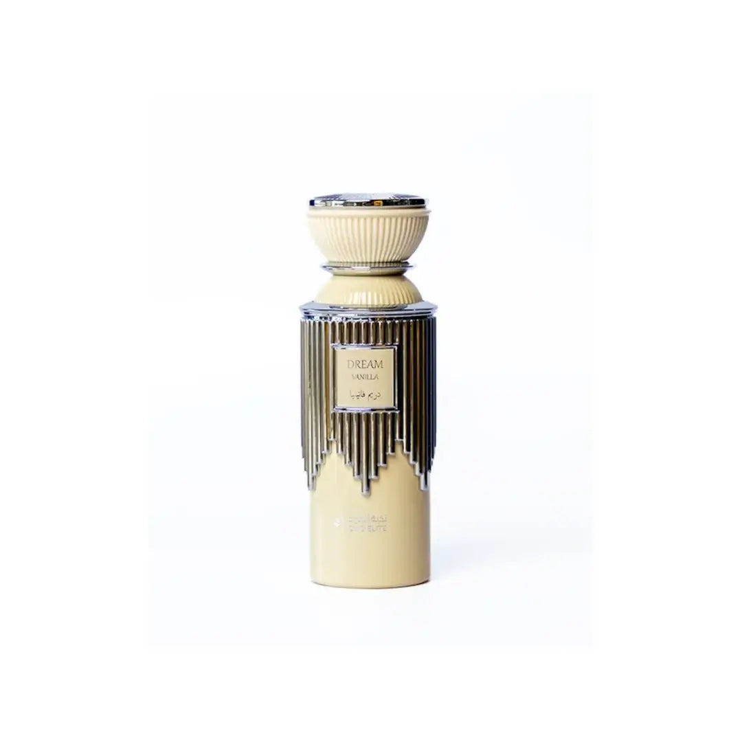 'Dream Vanilla' perfume bottle in a white background with 'Oud Elite' branding 