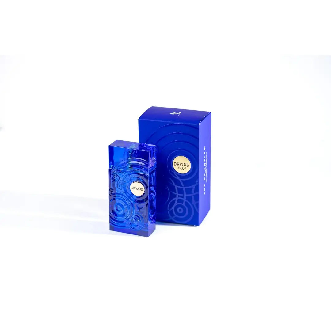 'Drops' perfume bottle & packaging in a white background with 'Oud Elite' branding