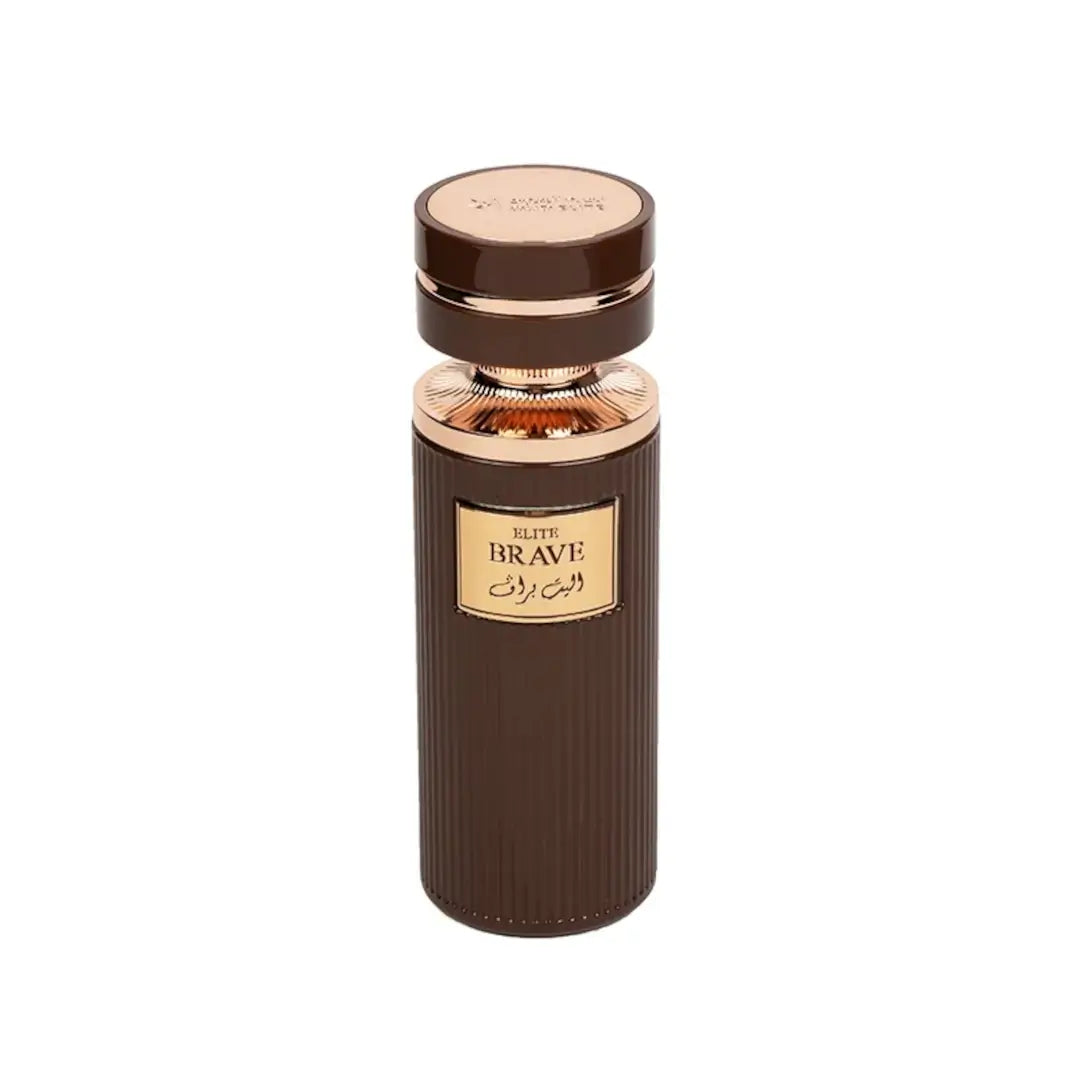 'Elite Brave' perfume bottle in a white background with 'Oud Elite' branding