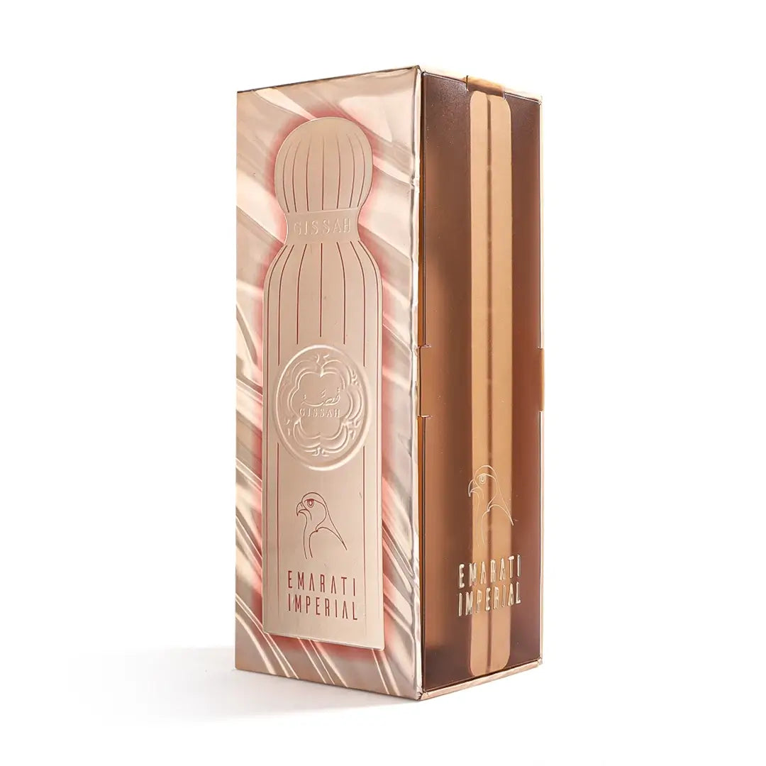 Emarati Imperial perfume bottle packaging on a white background