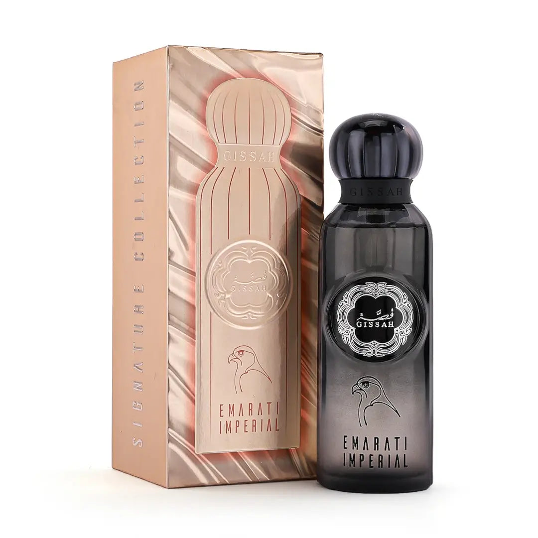Gissah Emarati Imperial perfume bottle and packaging on a white background