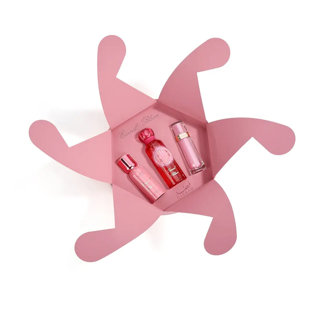 'Eternal Bloom' packaging in a white background with 'Gissah' branding