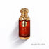 'Farsah' Perfume bottle with gold cap and red body branded Le Bonheur on a white background, featured by 'Arabia Scents'