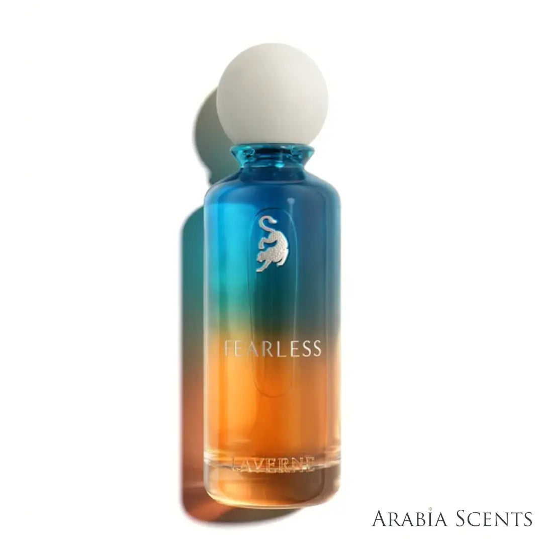 'Fearless' perfume bottle on a white background with 'Laverne' branding featured by 'Arabascents'