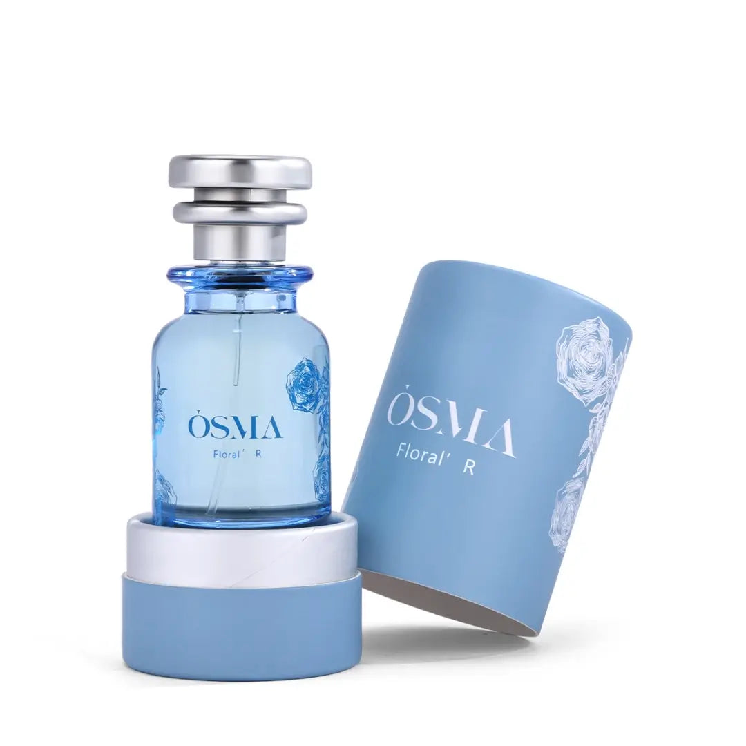 'Floral R' perfume bottle with packaging on a white background with 'Osma' branding