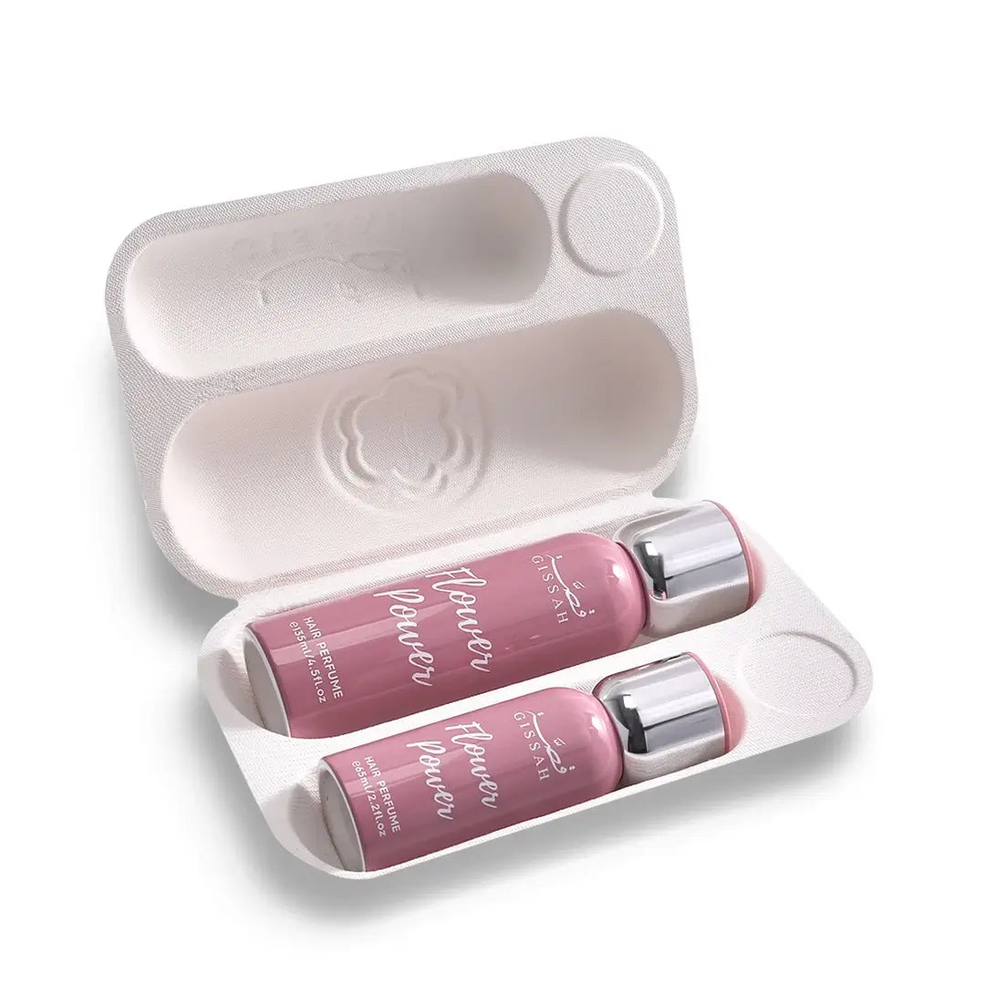Flower Power Hair Mist Gissah in a white case on a white background