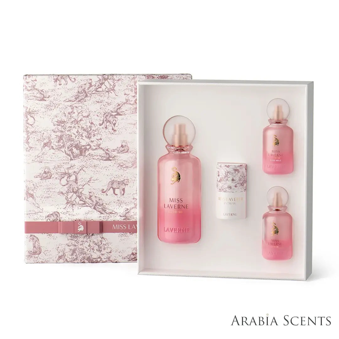 'Miss Laverne Extreme' set on a white background with 'Laverne' branding featured by 'Arabiascents'