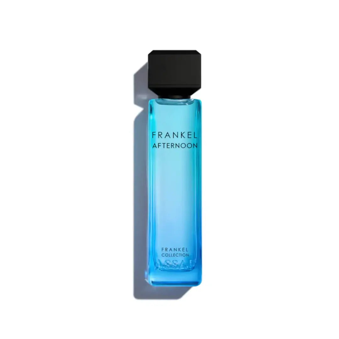'Frankel Afternoon' perfume bottle on a white background with 'Assaf' branding