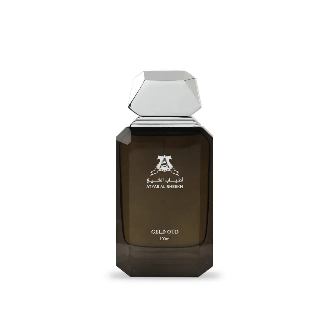 'Geld Oud' perfume bottle on a white background branded by Atyab Al Sheekh