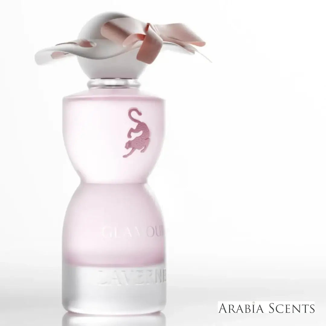 'Glamour' perfume bottle on a white background with 'Laverne' branding featured by 'Arabiascents'