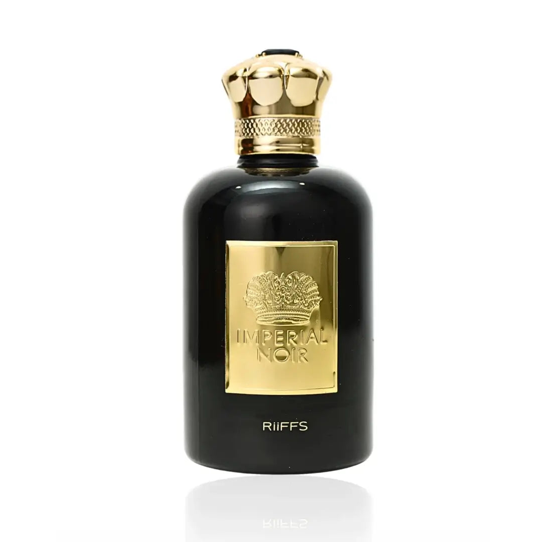 'Imperial Noir' perfume bottle in a white background with 'Riiffs' branding