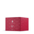 Red 'Infinite Love Scented Body Powder' packaging box with geometric pattern and Asateer brand logo on a white background