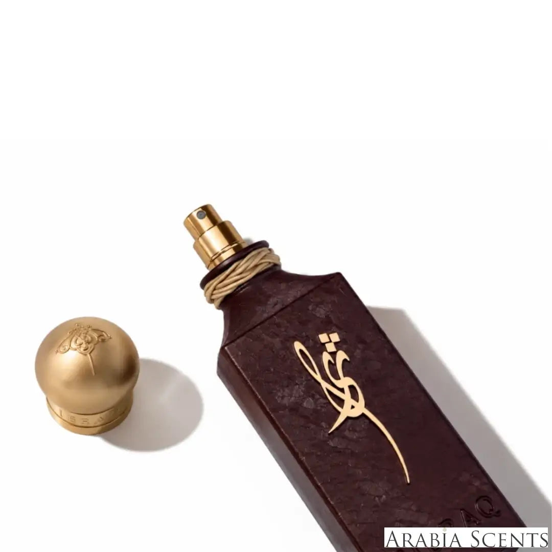 'THARA' perfume bottle on a white background with 'IBRAQ' branding featured by 'Arabiascents'