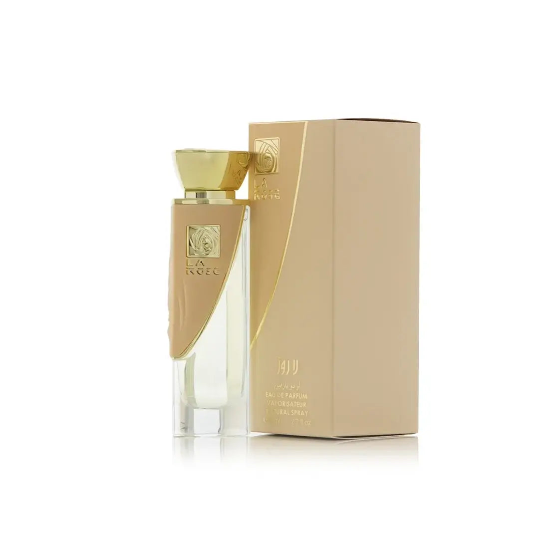 La Rose Perfume bottle and packaging by Arabian Oud on a white background