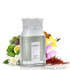 Lavina perfume bottle with floral and natural elements branded Le Bonheur on a white background featured by ArabiaScents