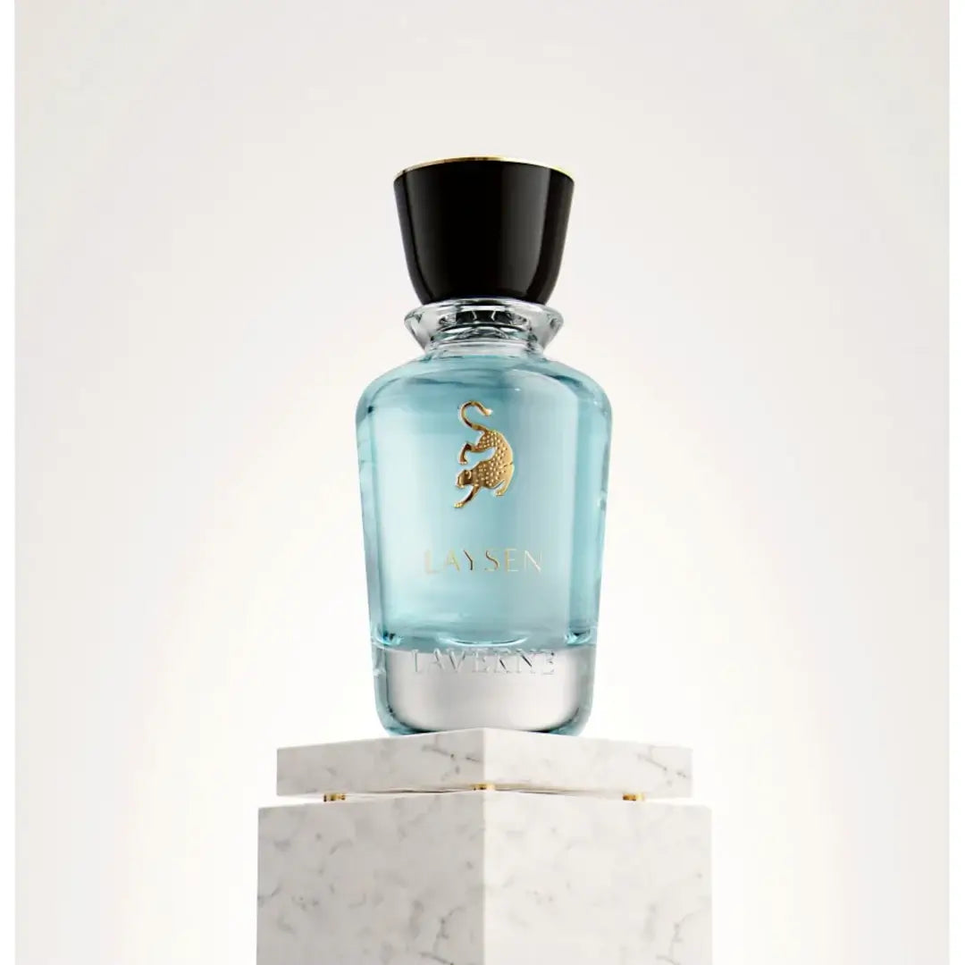 'Laysen' perfume bottle on a white background with 'Laverne' branding