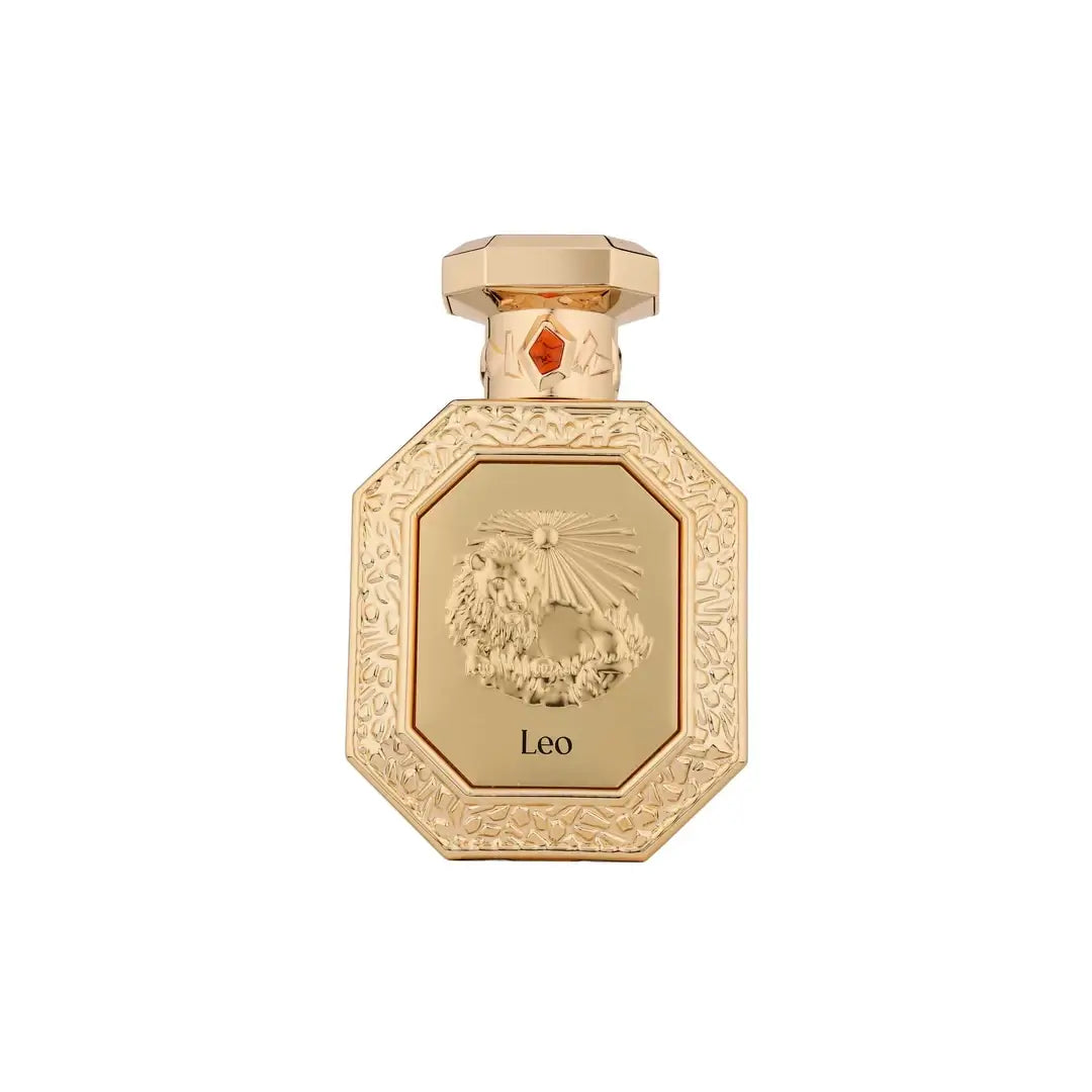 Leo golden perfume bottle on a white background with French Avenue branding