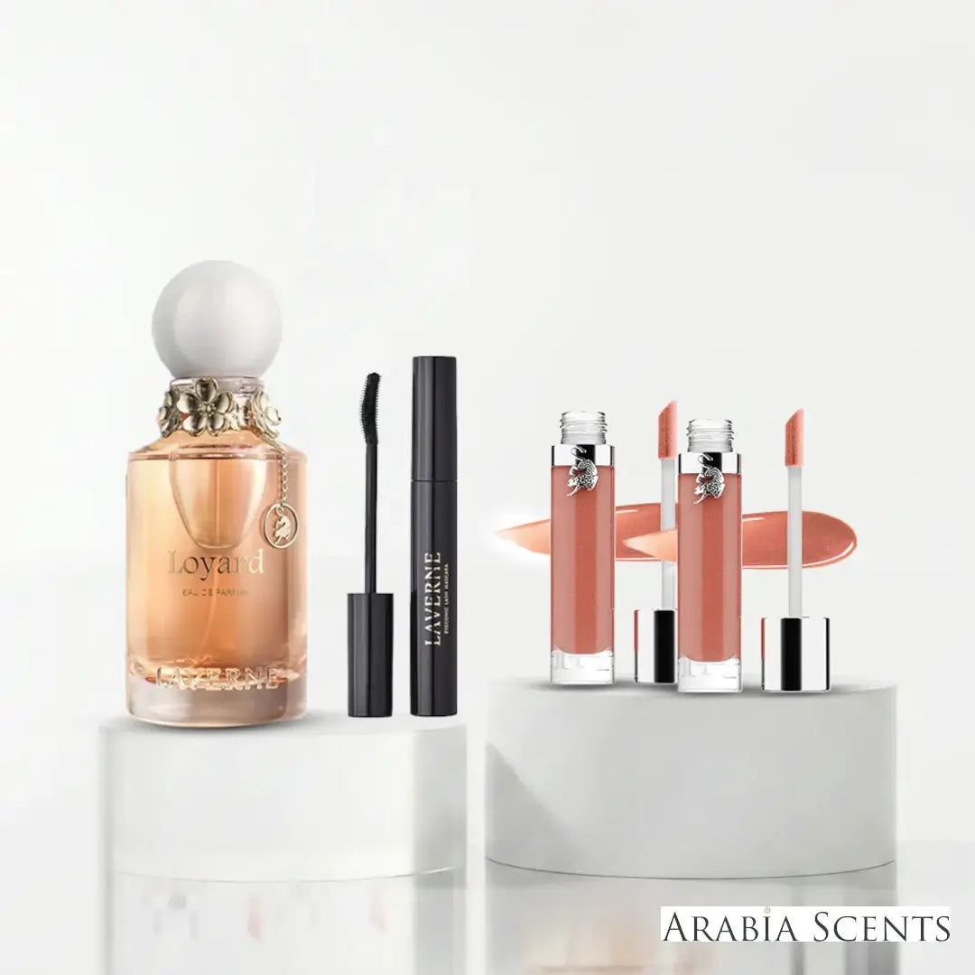 'Loyard Beauty Laverne' set on a white background with 'Laverne' branding featured by 'Arabiascents'