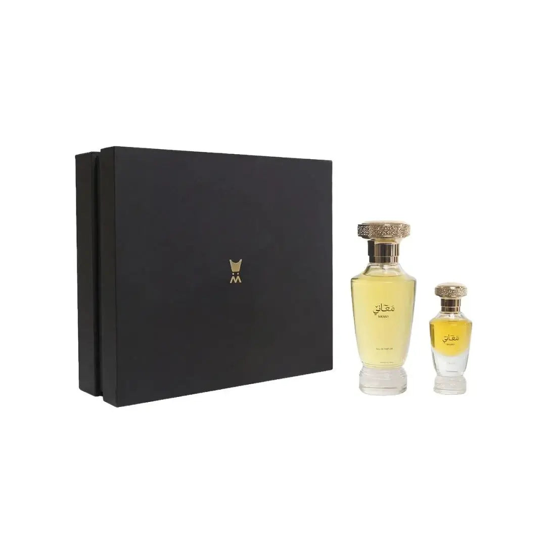 'Maany Gift Box' with a black box on a white background branded Al Majed Oud