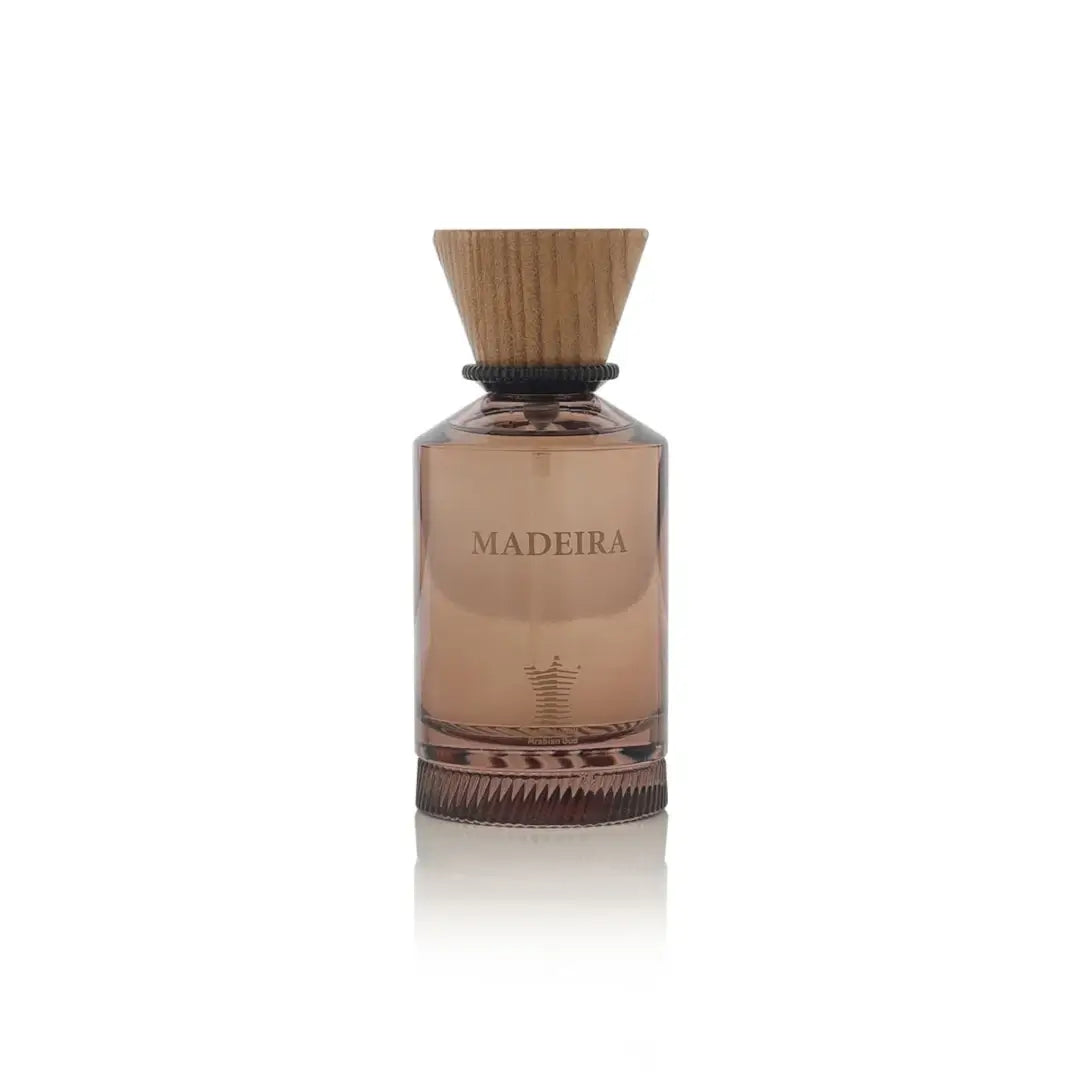 'Madeira' perfume bottle branded Arabian Oud on a white background