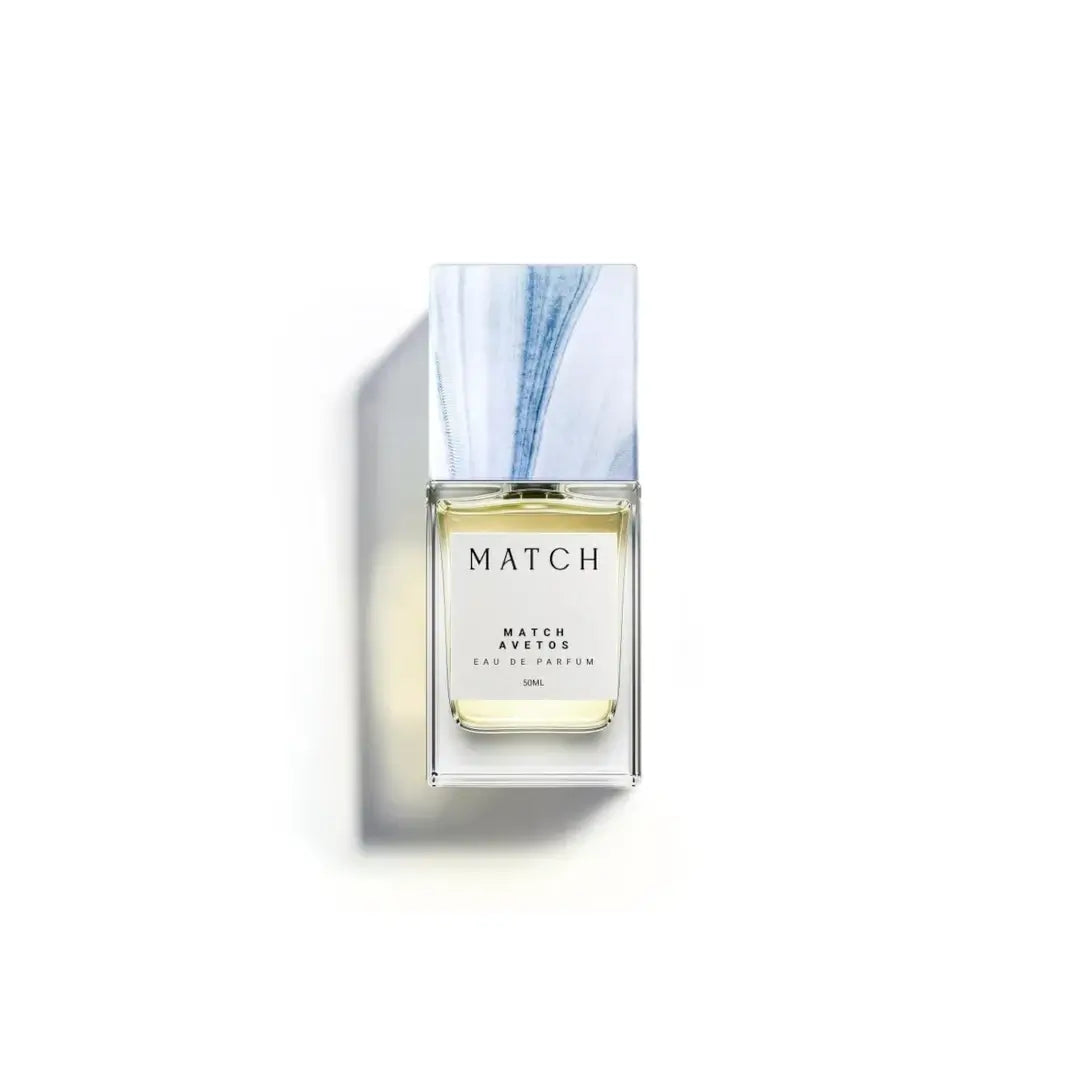 'Match Avetos' perfume bottle in a white background with 'Match' branding