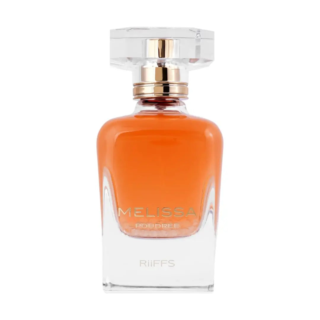 'Melissa Poudree' bottle perfume in a white background with 'Riiffs' branding