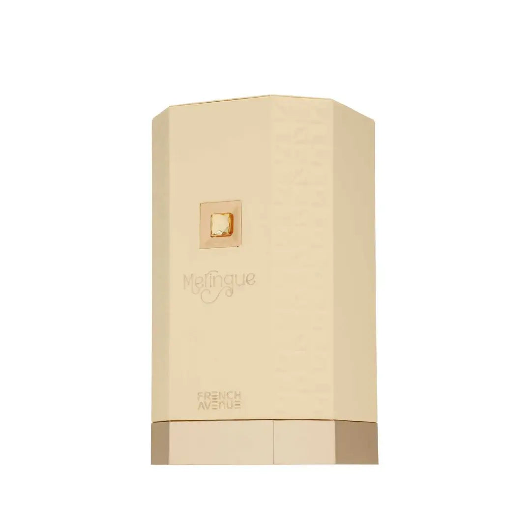 Meringue beige perfume packaging with French Avenue logo on a white background