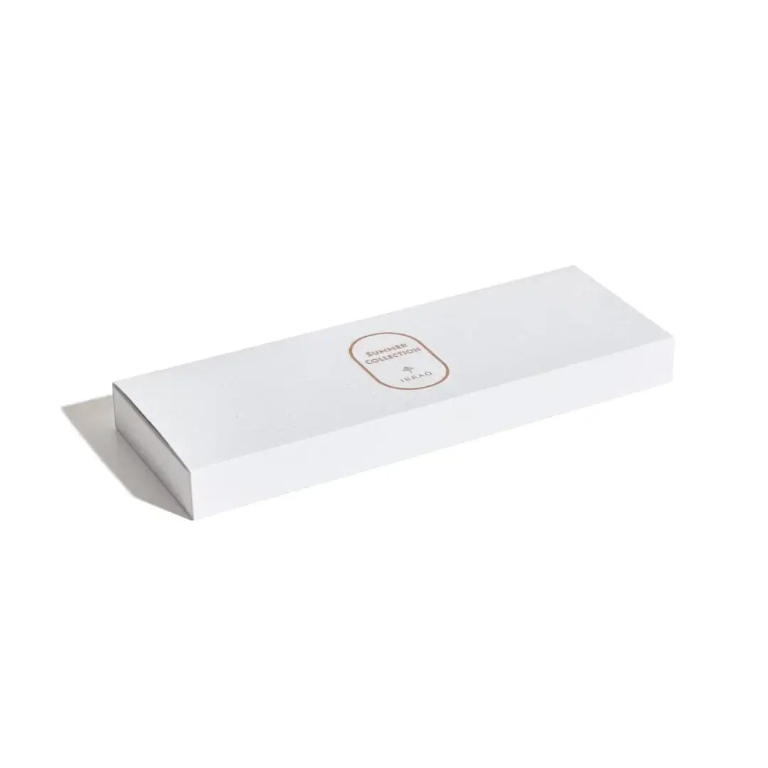 White rectangular Mini Summer Collection with a gold Ibraq logo on a white background