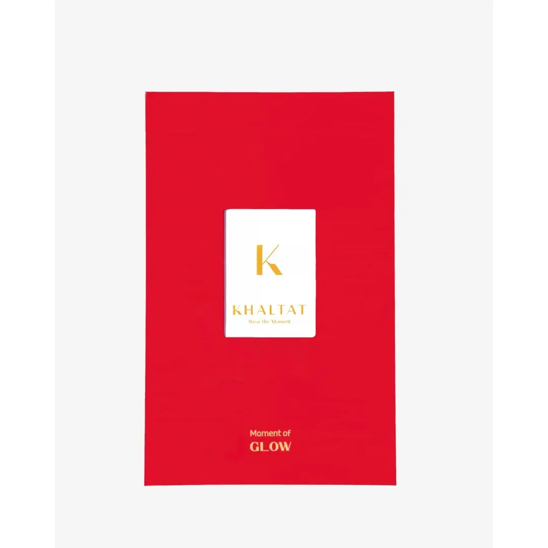 'Moment Of Glow' packaging in a white background with 'Khaltat' branding